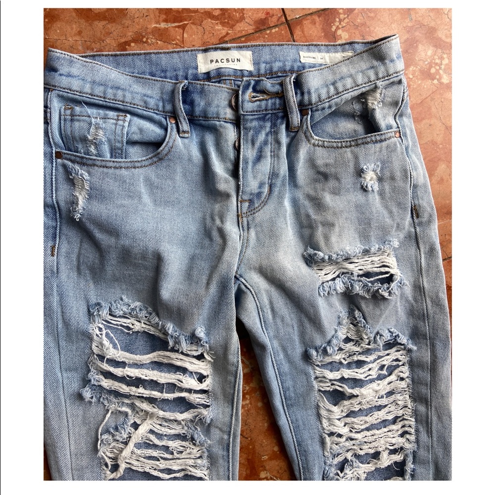 PAC SUN Distressed Ripped Jeans / Boyfriend Cut / High Waisted